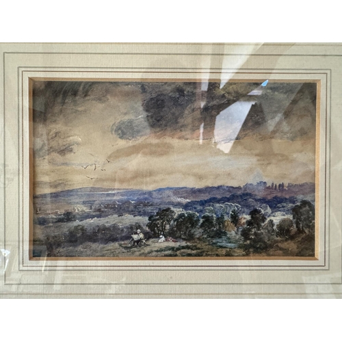 1661 - Two 19th century landscape paintings, to include: Henry Willcocks - 'Sunset on Hampstead Heath', wit... 