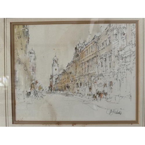 1676 - John Frederick Palmer (1939-2021) - Two pencil and watercolour studies of streets of London, both si... 