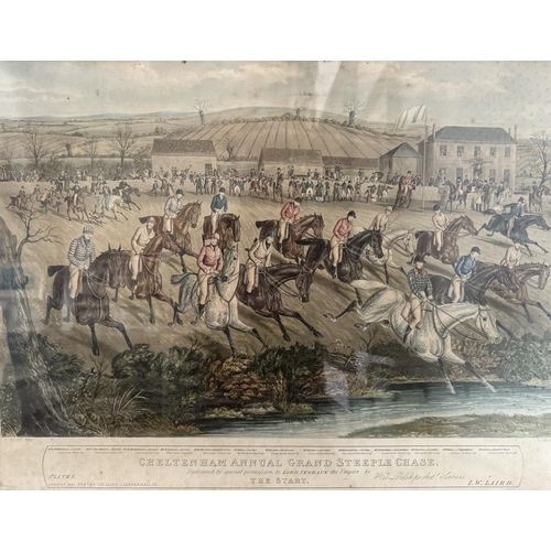 1691 - After Charles Hunt (English, 1803-1877) - A set of three 'Cheltenham Annual Grand Steeple Chase' han... 