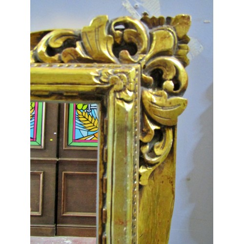 1590 - A pair of reproduction carved gilt framed wall mirrors, each 153 x 83cm (2)