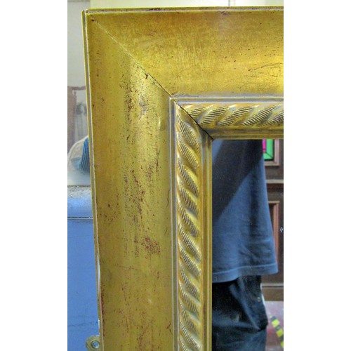 1593 - A large gilt framed wall mirror with rope twist borders, 140 x 140cm.