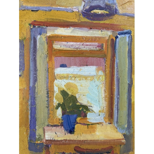 1642 - Anthony Hodge (Local Artist, 1948-2009) - Summer living room interior, signed below, oil on board, w... 