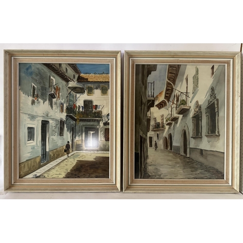 1644 - J. Chavarino ( Spanish, 20th century) - Two Spanish street scenes, watercolour on paper, one with vi... 