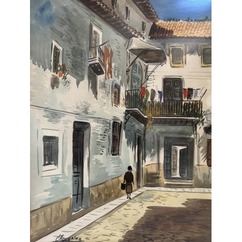 1644 - J. Chavarino ( Spanish, 20th century) - Two Spanish street scenes, watercolour on paper, one with vi... 