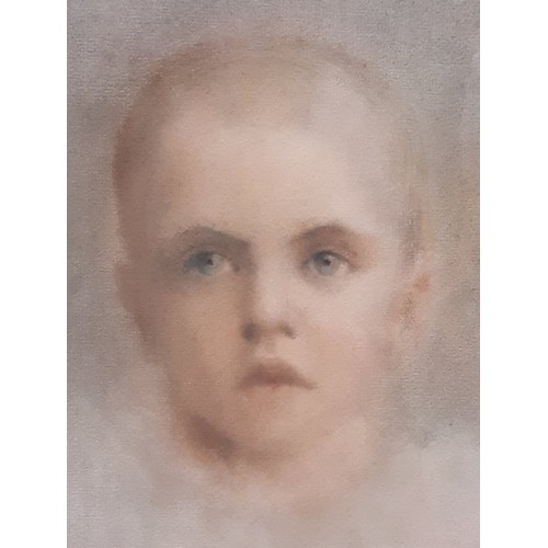 1680 - 20th Century School - Portrait of a young child, chalk on paper, unsigned, 32 x 25 cm, frame dimensi... 