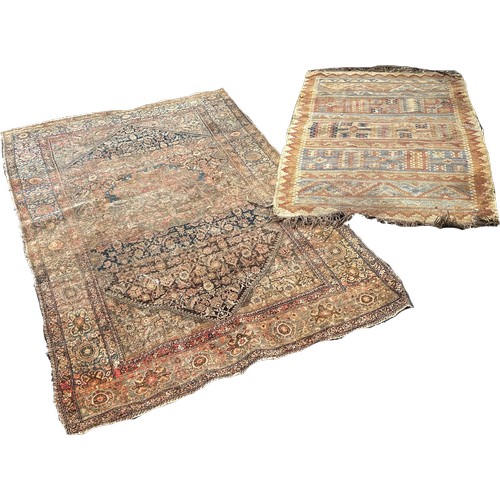 1745 - Six old worn and torn Middle Eastern carpets of varying designs, sizes and condition, all as found