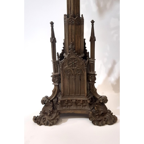 561 - A tall and impressive puginesque 19th century continental gothic thirteen light floor-standing cande... 