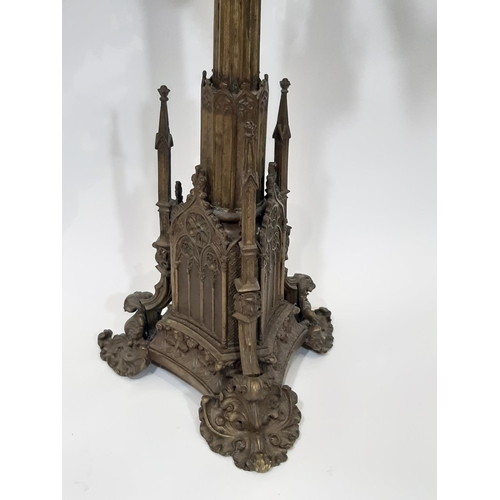 561 - A tall and impressive puginesque 19th century continental gothic thirteen light floor-standing cande... 