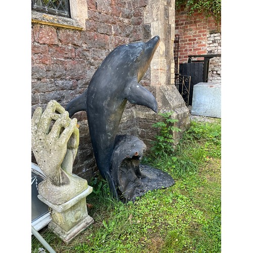 1047 - A life size study/ornament in the form of a leaping dolphin with painted finish, signed Les 03/05, 1... 