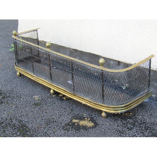 1595 - A small wire work brass framed Regency fireside fender, 83cm wide.