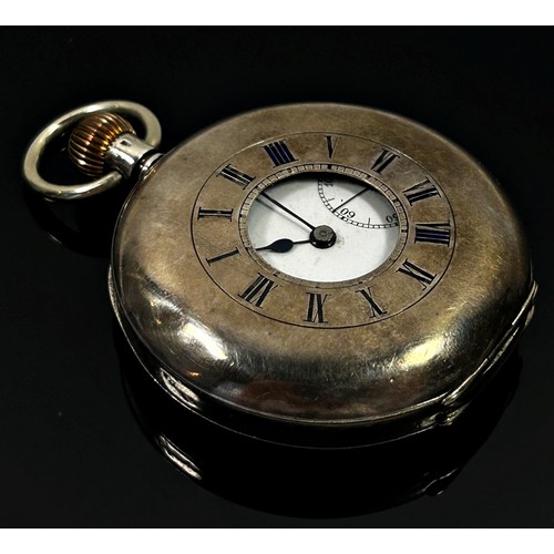 391 - A silver cased hunter fob watch.