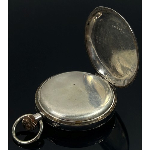 391 - A silver cased hunter fob watch.