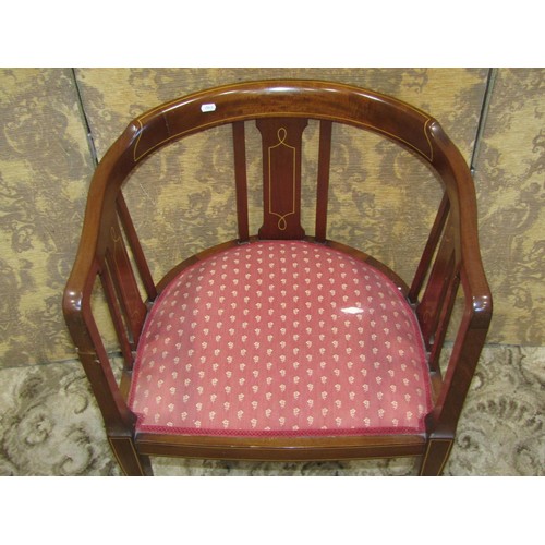 1336 - A Georgian mahogany elbow dining chair together with an inlaid mahogany tub chair (2)