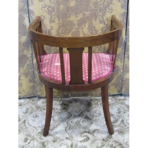 1336 - A Georgian mahogany elbow dining chair together with an inlaid mahogany tub chair (2)