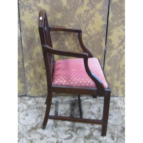 1336 - A Georgian mahogany elbow dining chair together with an inlaid mahogany tub chair (2)