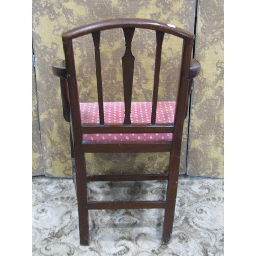 1336 - A Georgian mahogany elbow dining chair together with an inlaid mahogany tub chair (2)