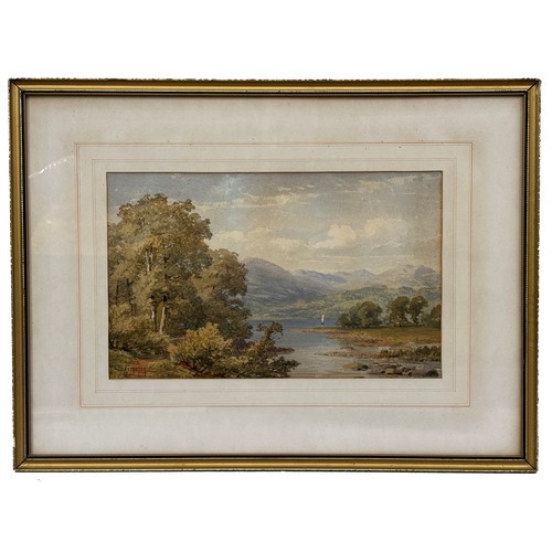 1622 - William James Ferguson (act. 1849-1886) - Lake view, signed lower left with inscribed label attached... 