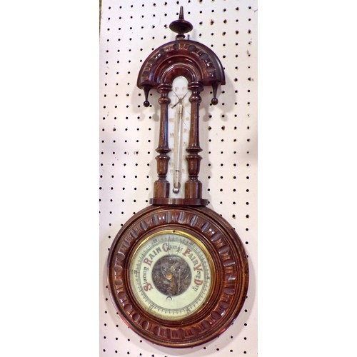 404 - A barometer with painted porcelain dial