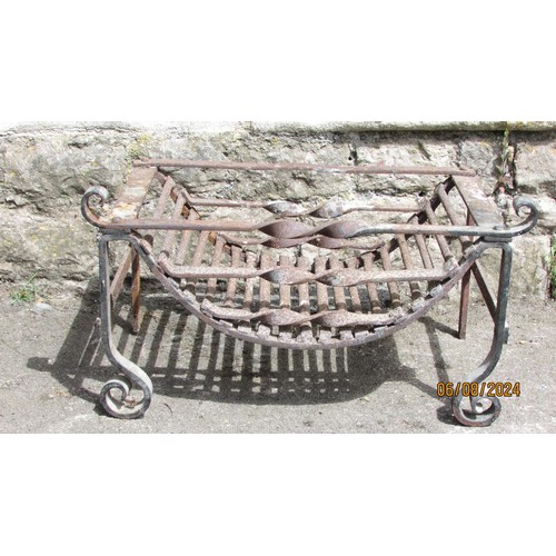 1092 - An antique cast iron fire basket, 34cm high, 33 x 60cm.