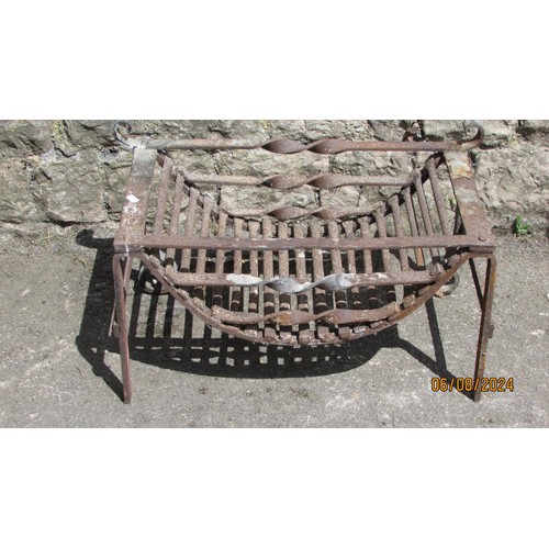 1092 - An antique cast iron fire basket, 34cm high, 33 x 60cm.