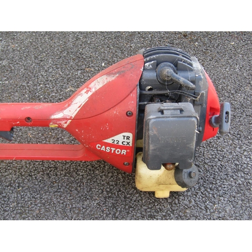 1098 - A Flymo petrol driven rotary lawn mower together with a Castor TR22CX strimmer (2)