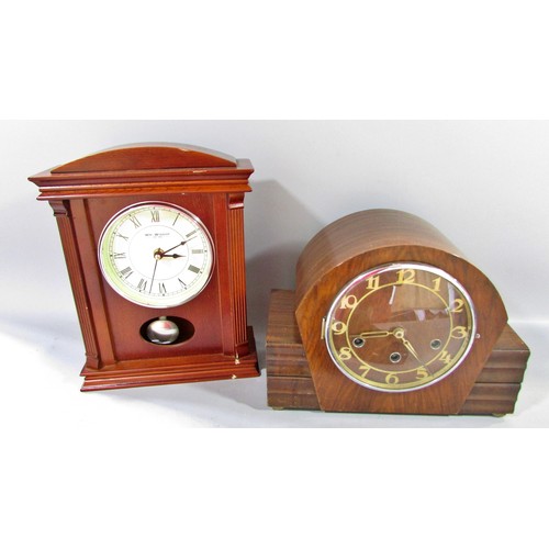 411 - Two Victorian black slate and marble mantle clocks and two others (4)