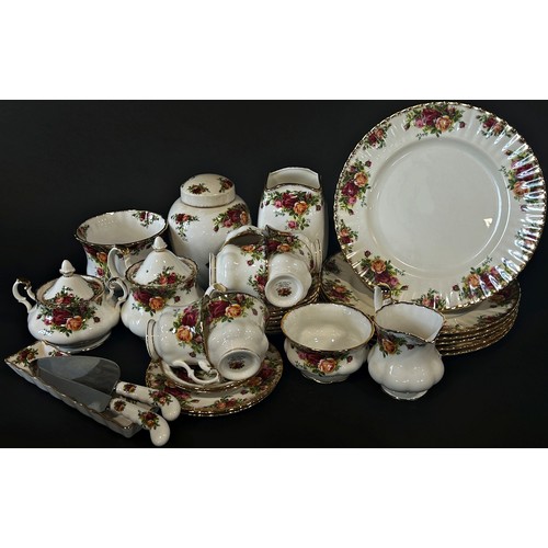 47 - Royal Albert Old Country Roses tea wares including six large plates, vases / urns and ornaments