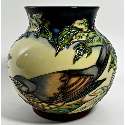 12 - A Moorcroft pottery Inglewood pattern Vase designed by Philip Gibson, decorated with birds, in origi... 