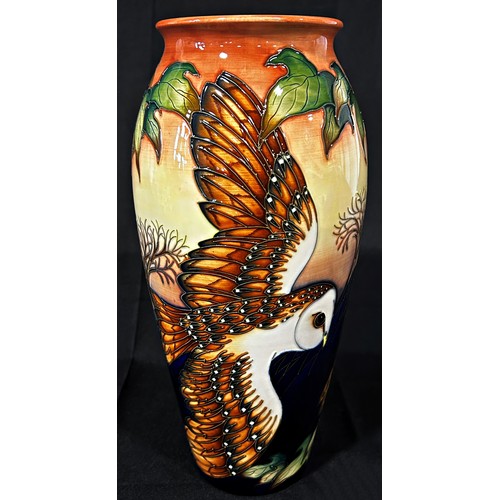 19 - A large Moorcroft owl vase by Philip Gibson, depicting barn owls amongst ivy, 36cm high