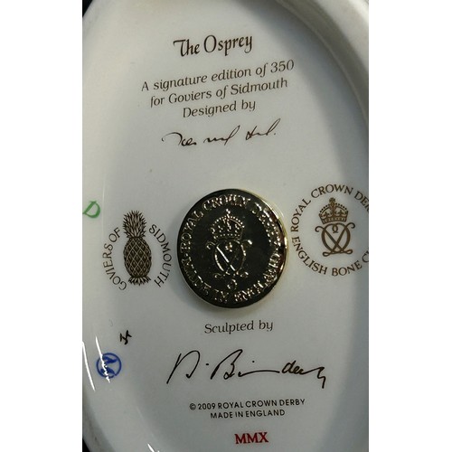 30 - A limited edition Crown Derby Osprey 37/350 with original box and certificate 15cm high