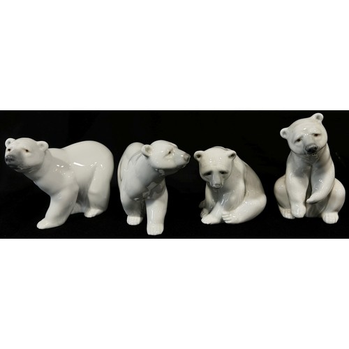 84 - Eight Lladro figures comprising four bears, three geese and a swan together with two Nao figures