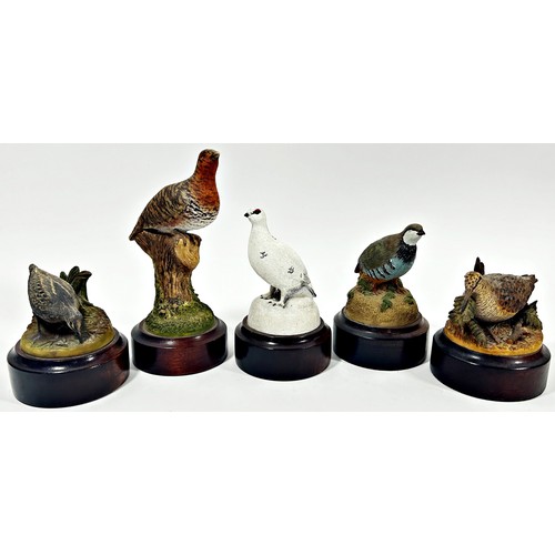 89 - Ten resin game birds, limited edition, by David Hughes Design, each with naturalistic painted finish