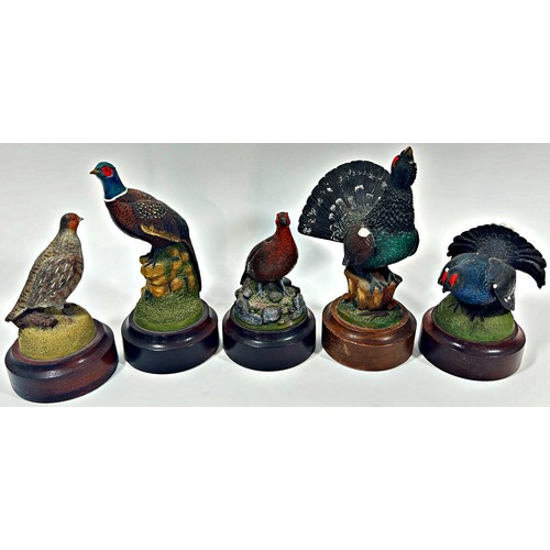 89 - Ten resin game birds, limited edition, by David Hughes Design, each with naturalistic painted finish