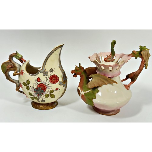 94 - Alfred Stellmacher dragon teapot and a Robert Hauk dragon jug in pastel shades (2)