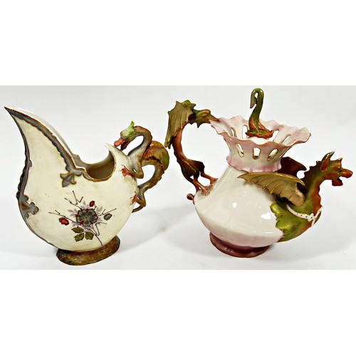 94 - Alfred Stellmacher dragon teapot and a Robert Hauk dragon jug in pastel shades (2)