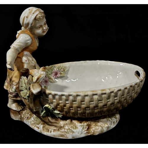 98 - German Volkstadt dish in the form of a girl with and a basket