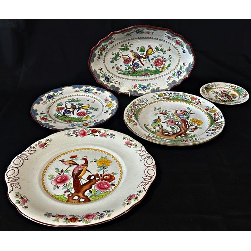 112 - A large collection of Spode and Burleigh blue and white plates together with other Spode 'pheasant' ... 