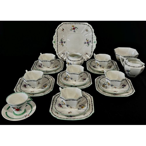 42 - A Shelley Queen Anne tea set, six cups and saucers and tea plates plus cake plate together with a Sh... 