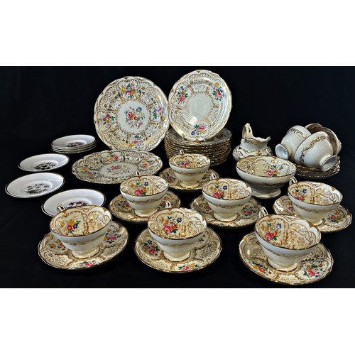 37 - A Hammersley floral tea service comprising cups, saucers, tea and sandwich plates