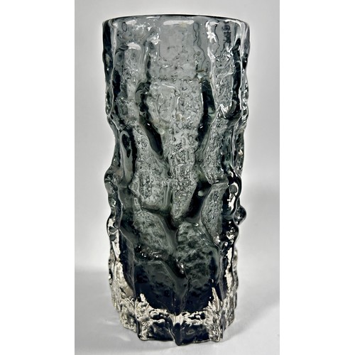 163 - A Whitefriars Pewter Bark glass vase , 15cm high.