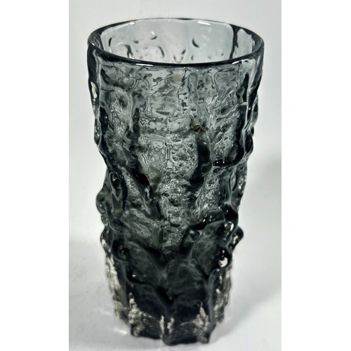 163 - A Whitefriars Pewter Bark glass vase , 15cm high.