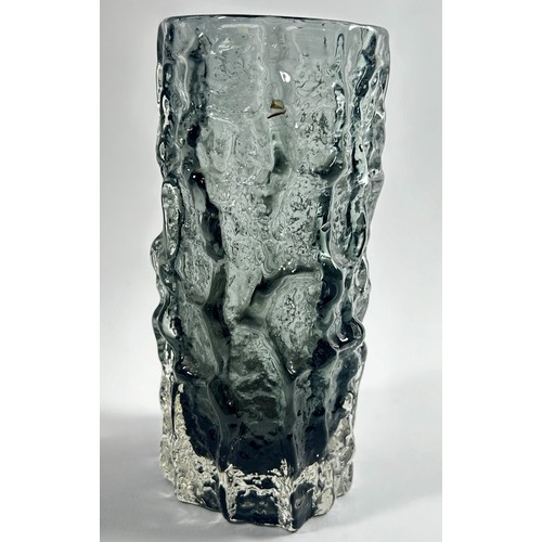 163 - A Whitefriars Pewter Bark glass vase , 15cm high.