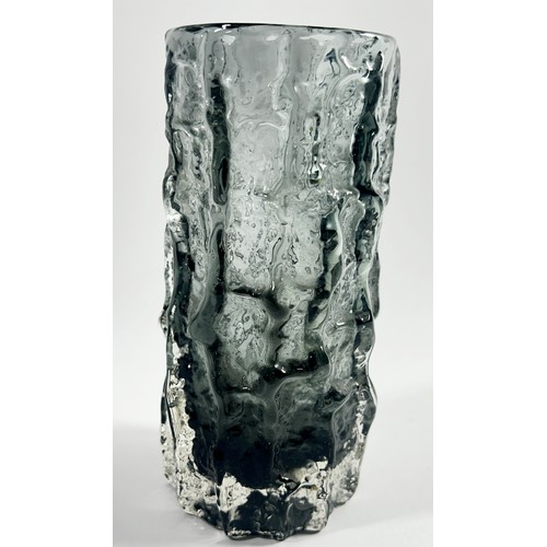 163 - A Whitefriars Pewter Bark glass vase , 15cm high.