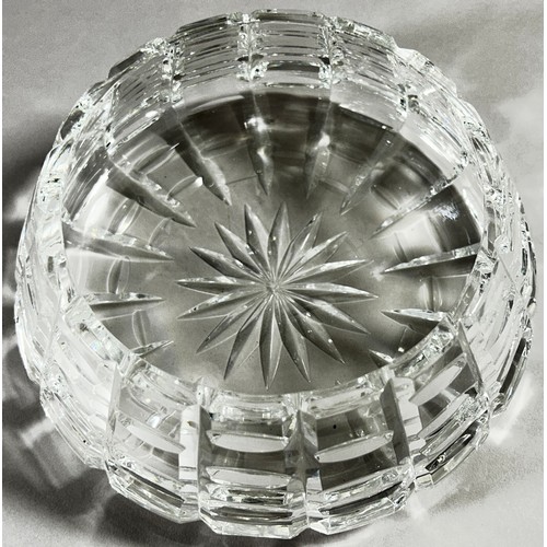 179 - A Waterford square cut crystal glass bowl, 18cm base diameter tapering to 13cm opening, engraved Wat... 