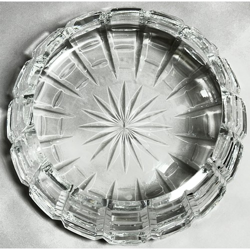 179 - A Waterford square cut crystal glass bowl, 18cm base diameter tapering to 13cm opening, engraved Wat... 