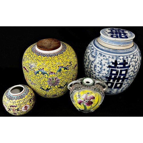 59 - Two Chinese ginger jars and lids together with two others