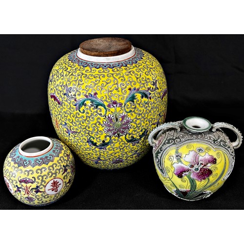 59 - Two Chinese ginger jars and lids together with two others