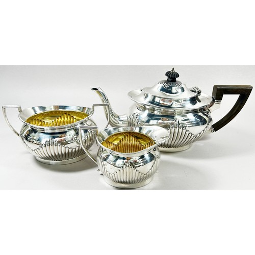 205 - A Mappin & Webb three piece silver plated Georgian style tea service.