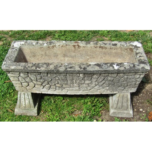 1063 - A weathered cast composition stone squat circular planter with lobbed bowl 25 cm high x 55 cm diamet... 