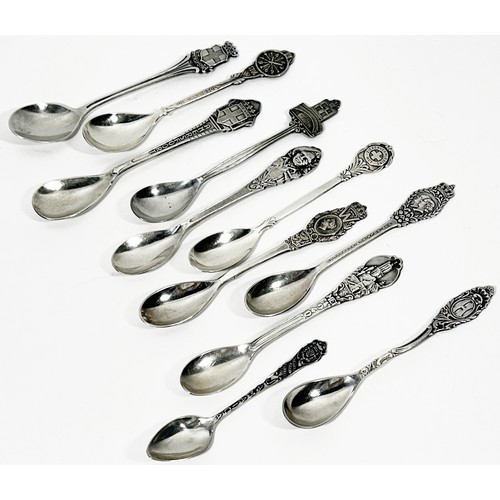 248 - A collection of nearly fifty silver souvenir and crested teaspoons mainly Dutch, 17 ozs approximatel... 